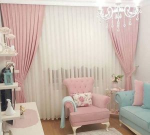 پرده پذیرایی صورتی