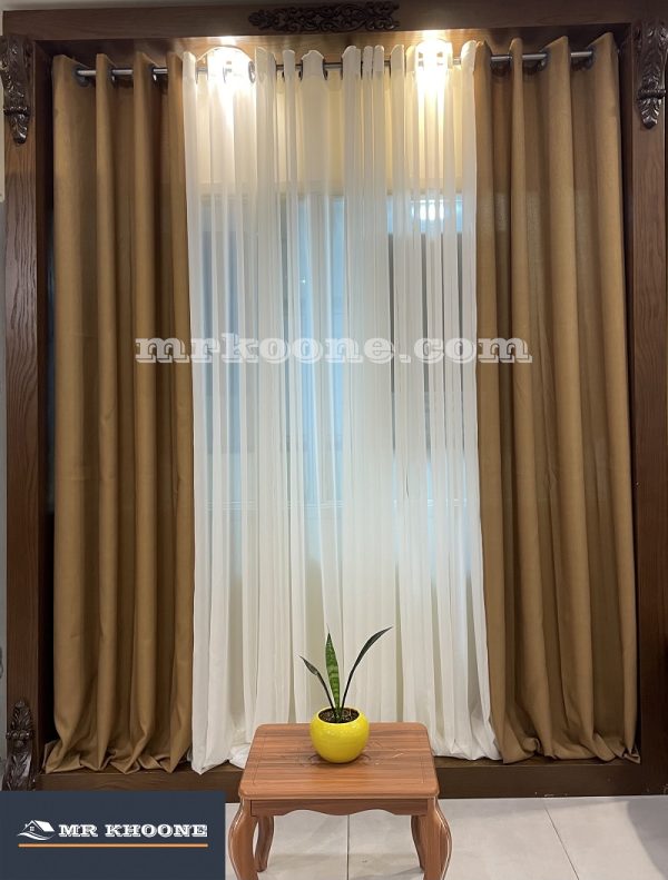 پرده آماده تان گارنت نسکافه ای + حریر - مسترخونه